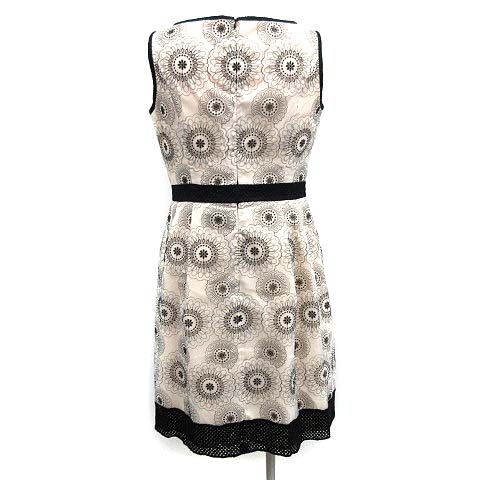 トッカ Tocca ワンピース ひざ丈 ノースリーブ 総柄 刺繍 6 ベージュ 黒 Mf31 レディース 081 ベクトルパーク