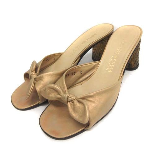 ボッテガヴェネタ BOTTEGA VENETA 37 23.5cm サンダル ミュール ヒール 