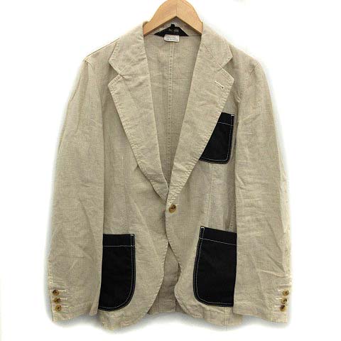 コムデギャルソンオムプリュス Comme Des Garcons Homme Plus テーラードジャケット シングル 裏地なし リネン M べージュ Kh メンズ 081 ベクトルパーク