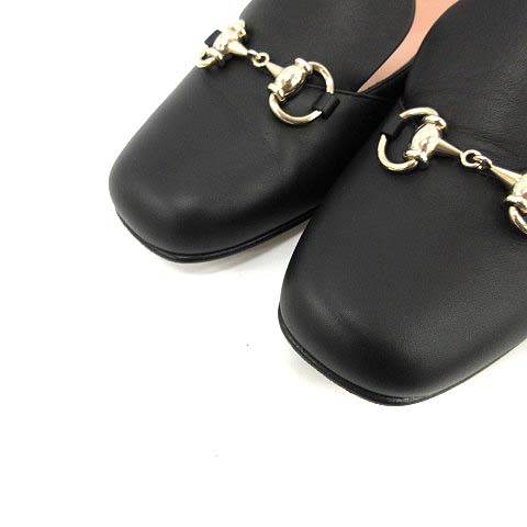 グッチ GUCCI ホースビットローファー ローヒール スクエアトゥ レザー