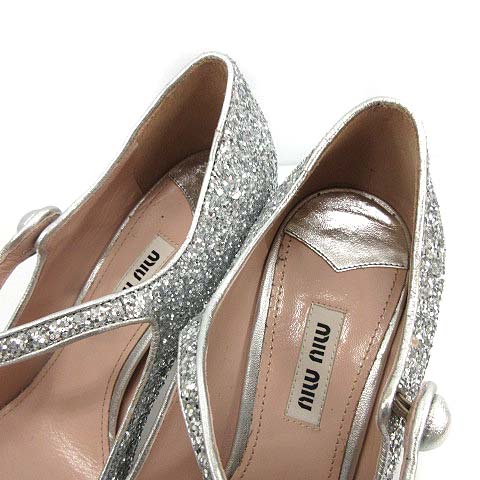 miu miu シルバー グリッター ハイヒール