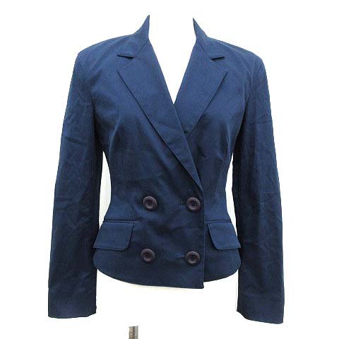 プラダ PRADA テーラードジャケット ダブル 裏地なし 38 S 紺  