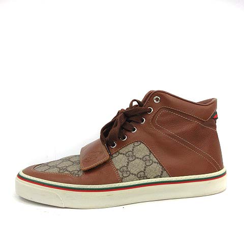 グッチ GUCCI スニーカー ハイカット シェリーライン GG柄 切替 レザー  