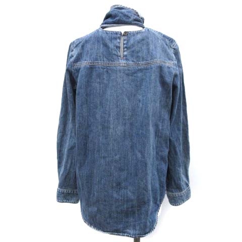 クロエ CHLOE 34 XS インテグレーテッドネックタイブラウス デニム 