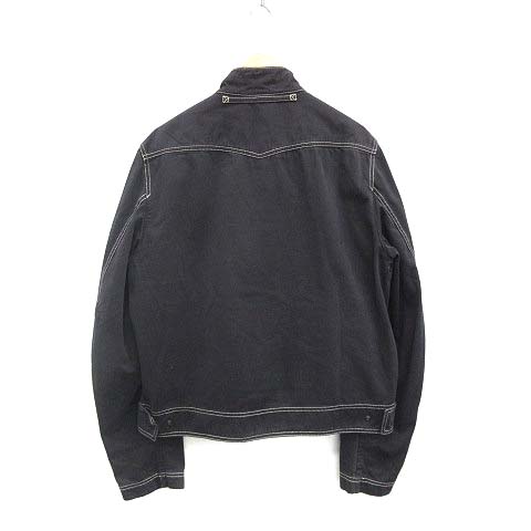 プラダ PRADA ジャケット スタンドカラー ステッチ 52 XL 紺 ネイビー 