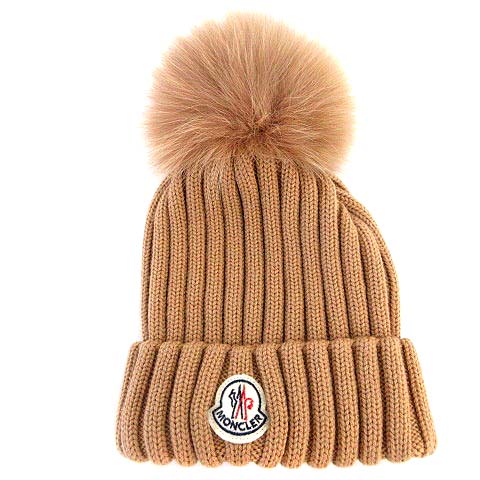 モンクレール MONCLER ニット帽 ボンボン ファー ウール ニット 