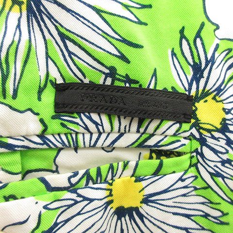 プラダ PRADA テーパードパンツ ボタンフライ 花柄 44 S 黄緑