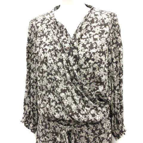 プラージュ Plage 38 M ss Olive Wrapドレス ワンピース ロング 花柄 七分袖 グレー Ek レディース 081 ベクトルパーク