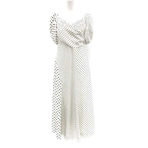 リリーブラウン Lily Brown 18ss ランダム 切替 ワンピース フレア ロング マキシ ドット 水玉 半袖 F 白 黒 Yi22 レディース 081 ベクトルパーク