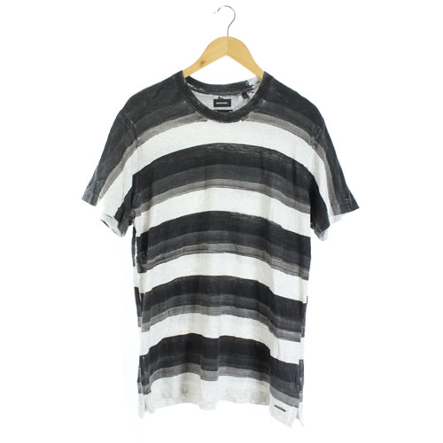 ディーゼル Diesel Tシャツ カットソー クルーネック ボーダー 半袖 L 黒 ブラック グレー Sr メンズ 081 ベクトルパーク