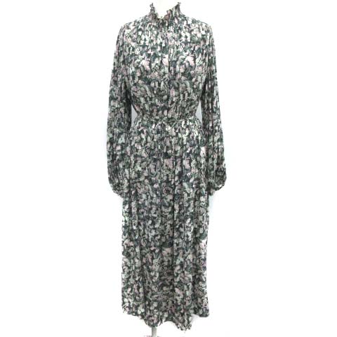 フレイアイディー Fray I D 0 Xs 18aw リーフ柄プリーツロングワンピース 長袖 緑 グリーン Ek レディース 081 ベクトルパーク