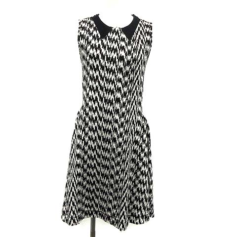 ケンゾー Kenzo ワンピース ニット ノースリーブ ひざ丈 総柄 S 黒 白 ブラック ホワイト Kh D レディース 081 ベクトルパーク