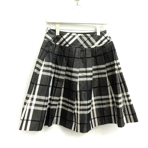 バーバリー BURBERRY スカート ひざ丈 プリーツ ノバチェック ラメ 40  