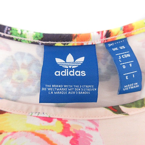 アディダスオリジナルス Adidas Originals キャミワンピース ロング サイドスリット 花柄 ブランドロゴ プリント L ピンク 黒 ブラック Br5118 Yt レディース 081 ベクトルパーク