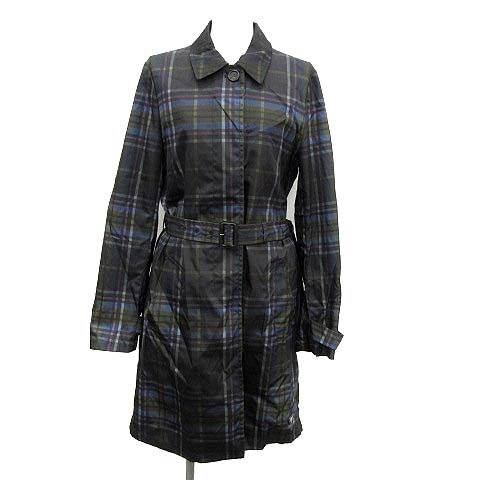 プラダスポーツ Prada Sport ステンカラーコート ロング チェック ナイロン 42 L 紺 ネイビー Kh レディース 081 102011270344 ベクトルパーク