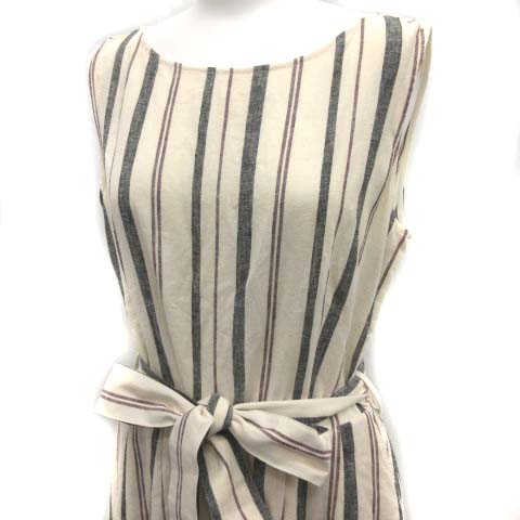 プラステ Plst M 19ss ワンピース ロング ストライプ ノースリーブ リネン混 アイボリー 黒 茶 Ek レディース 081 ベクトルパーク