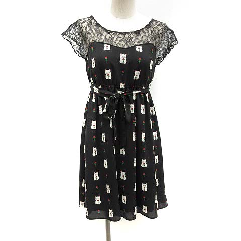 未使用品 ヒステリックグラマー Hysteric Glamour ワンピース ひざ丈 半袖 レース切替 猫柄 総柄 F 黒 ブラック Mf9 レディース 081 ベクトルパーク 未使用品 ヒステリックグラマー Hysteric Glamour ワンピース ひざ丈 半袖 レース切替 猫柄 総柄 F 黒 ブラック Mf9 レディース 081 ベクトルパーク