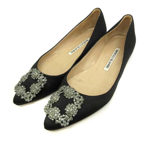 マノロブラニク Manolo Blahnik 35 21cm ハンギシ パンプス フラット サテン ビジュー 黒 ブラック Ek D レディース 081 ベクトルパーク マノロブラニク Manolo Blahnik 35 21cm ハンギシ パンプス フラット サテン ビジュー 黒 ブラック Ek D レディース 081 ベクトルパーク