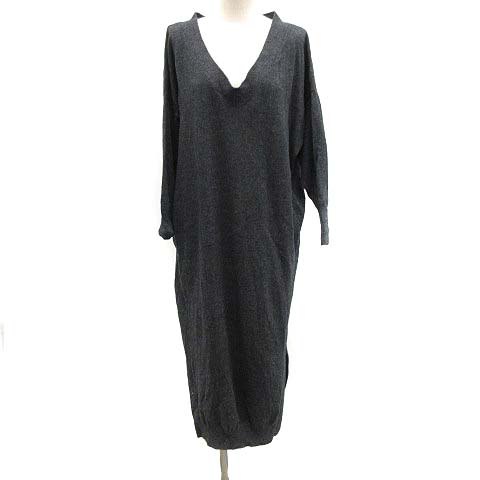 ナゴンスタンス Nagonstans 18aw ワンピース ニット ロング マキシ 長袖 Vネック ウール 36 S グレー Mf24 レディース 081 ベクトルパーク