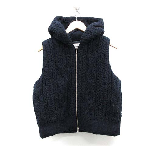 ラコステ Lacoste ダウンベスト ニット フード ウール 40 L 紺 ネイビー Mf27 メンズ 081 ベクトルパーク