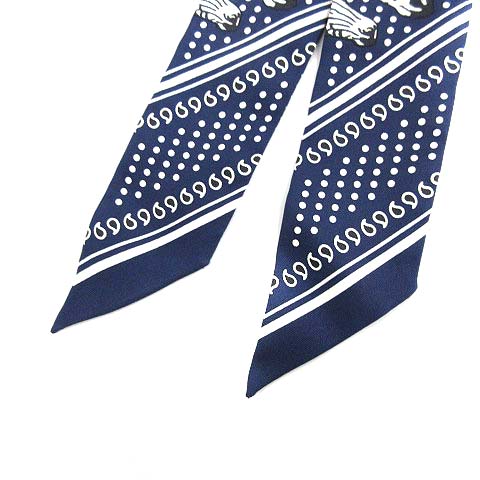 エルメス HERMES ツイリー スカーフ LES ZEBRES ゼブラ シルク 紺 
