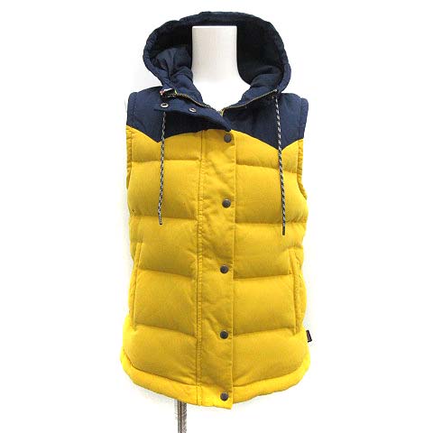 パタゴニア Patagonia ビビー フーデッド ダウンベスト S 紺 ネイビー 黄 イエロー Mf45 レディース 081 ベクトルパーク