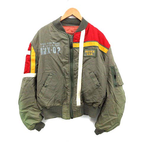 アヴィレックス Avirex ジャケット ブルゾン Ma 1 ミリタリー 中綿 アウター ヴィンテージ ナイロン Usa製 Xl カーキ Ym メンズ 081 ベクトルパーク