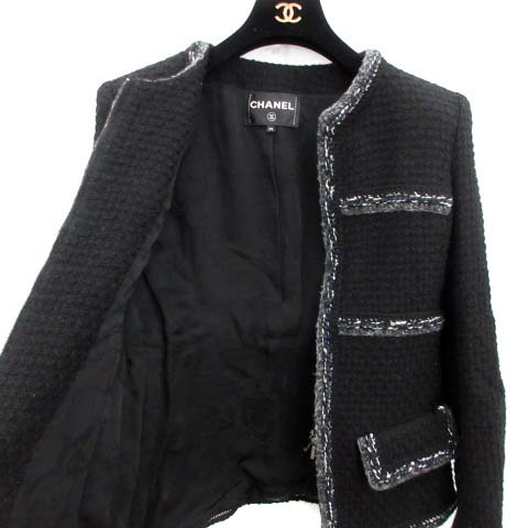 シャネル CHANEL 17SS ノーカラージャケット ツイード ジップアップ