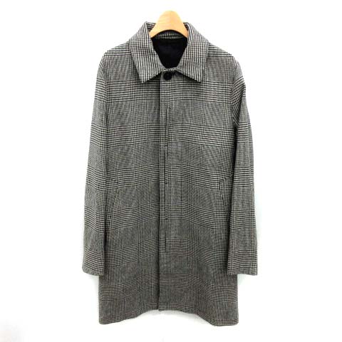 プリティーグリーン Pretty Green ステンカラーコート ウール グレンチェック アウター ロング 3 L 白 黒 Ym メンズ 081 ベクトルパーク