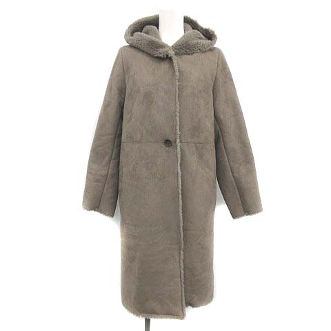 デミルクス ビームス Demi Luxe Beams フェイクムートンコート ロング アウター フード付き 36 S グレージュ Ym レディース 081 ベクトルパーク
