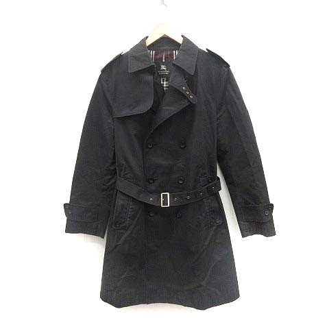バーバリーブラックレーベル Burberry Black Label トレンチコート ロング コットン L 黒 ブラック Mf36 D メンズ 081 ベクトルパーク