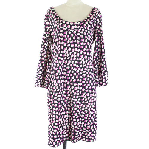 ダイアンフォンファステンバーグ Diane Von Furstenberg ワンピース フレア ひざ丈 総柄 七分袖 2 M 黒 ブラック ピンク Sr レディース 081 ベクトルパーク ダイアンフォンファステンバーグ Diane Von Furstenberg ワンピース フレア ひざ丈 総柄 七分袖 2 M 黒 ブラック ピンク Sr レディース 081 ベクトルパーク
