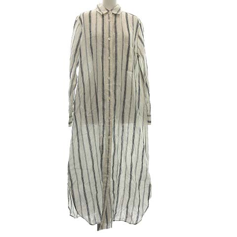 プラージュ Plage 19ss シャツワンピース 長袖 ロング ストライプ リネン 36 S 白 ホワイト グレー Kh レディース 081 ベクトルパーク