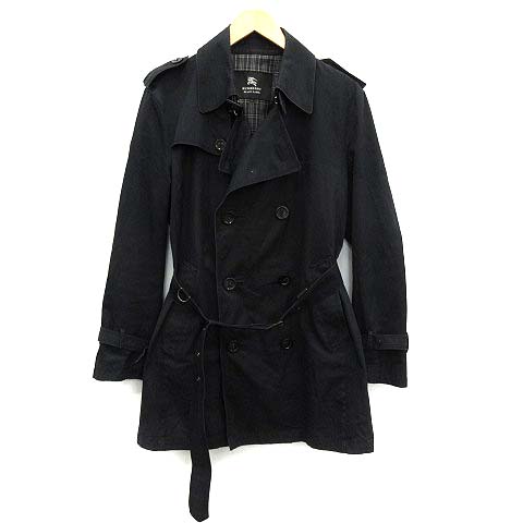 バーバリーブラックレーベル Burberry Black Label トレンチコート ダブル ハーフ丈 L 黒 ブラック Kh メンズ 081 ベクトルパーク