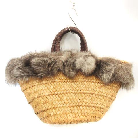 サロンドアルファード Salon De Alfurd かごバッグ ハンド バスケット レザー 籐かご ファー ベージュ 茶 ブラウン Pj レディース 081 ベクトルパーク