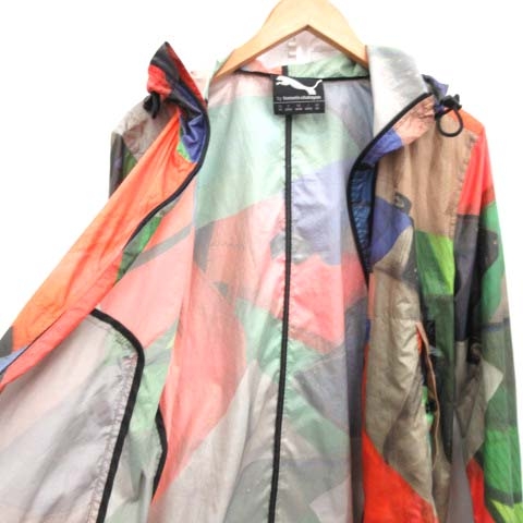プーマ PUMA by Hussein Chalayan パーカー ナイロン 総柄 XS オレンジ 