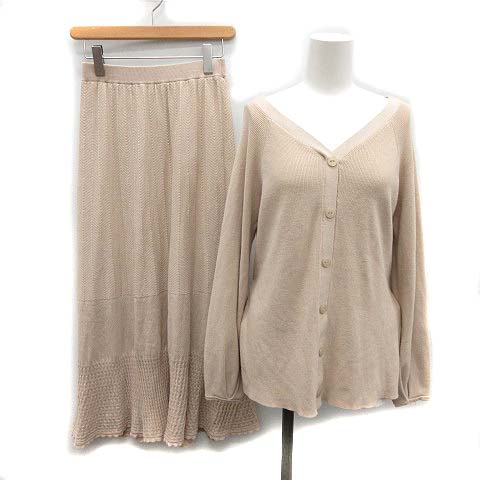 マイストラーダ Mystrada ss クロシェスカートニット セットアップ スカート ロング ミモレ丈 タイト 上下 ニット カットソー 38 M ベージュ St レディース 081 ベクトルパーク