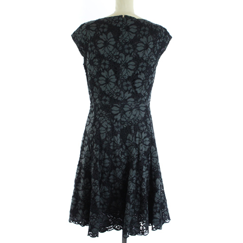 アナイ Anayi ワンピース ひざ丈 フレア レース フレンチスリーブ 38 M 黒 グレー Sr レディース 081 ベクトルパーク