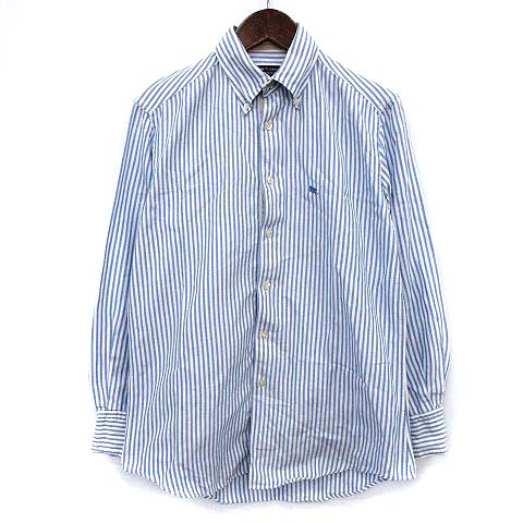 パルジレリ Pal Zileri シャツ 長袖 ストライプ ボタンダウン 38 白 水色 G メンズ 081 ベクトルパーク