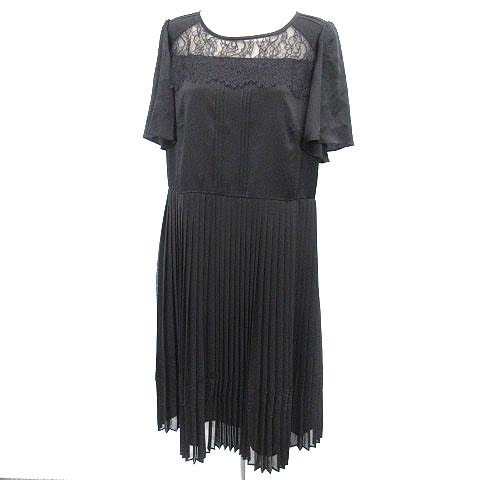 トゥービーシック To Be Chic ワンピース レース シースルー 半袖 プリーツ ひざ下 ロング 44 黒 G レディース 081 ベクトルパーク