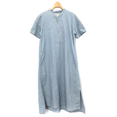 アメリカーナ Americana ワンピース ヒッコリーストライプ 半袖 マキシ ロング デニム ライトブルー 白 G レディース 081 ベクトルパーク