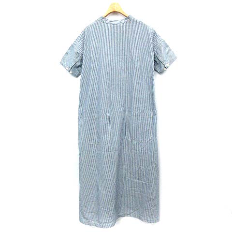 アメリカーナ Americana ワンピース ヒッコリーストライプ 半袖 マキシ ロング デニム ライトブルー 白 G レディース 081 ベクトルパーク