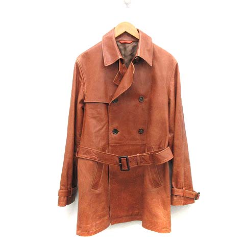Paul Smith ブラウン レザートレンチコート L ポールスミス PAUL SMITH トレンチコート ロング ラムレザー L