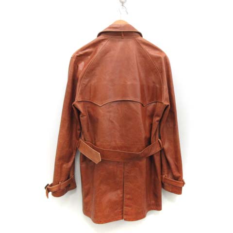 Paul Smith ブラウン レザートレンチコート L ポールスミス PAUL SMITH トレンチコート ロング ラムレザー L
