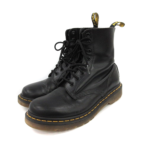 ドクターマーチン Dr Martens ショートブーツ 8ホール レザー Uk 6 25 0cm 黒 ブラック 黄 イエロー 1460 Yt レディース 081 ベクトルパーク
