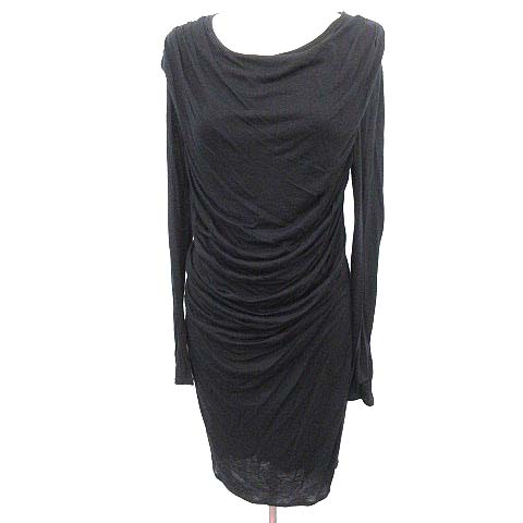 ヘルムートラング Helmut Lang ワンピース ドレープ タイト ひざ丈 長袖 S 黒 ブラック G レディース 081 ベクトルパーク