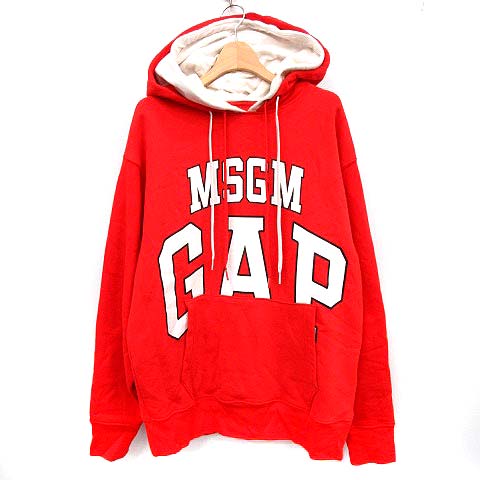 ギャップ Gap Msgm コラボ パーカー スウェット 裏起毛 レイヤード S 赤 白 G メンズ 081 ベクトルパーク