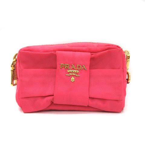 PRADA✨️ プラダ リボン ナイロン ポーチ プラダ PRADA ミニ ポーチ マルチ ナイロン リボン ピンク