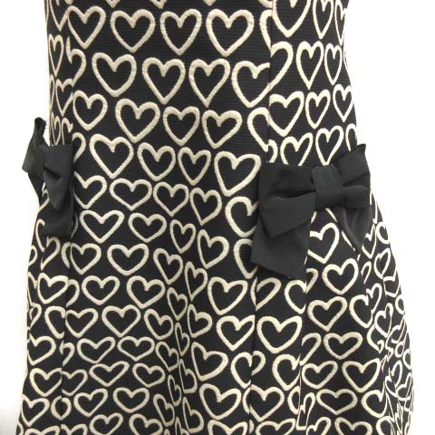 エムズグレイシー M S Gracy 40 L 18ss ワンピース フレア ひざ丈 リボン ハート柄 総柄 半袖 黒 ブラック Ek レディース 081 ベクトルパーク