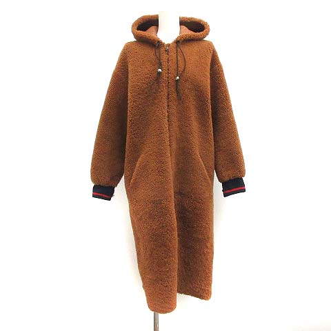 イネス マーシャル Ines Marechal 18aw ボア ムートンコート ロング Domino Coat フード 36 S 茶 ブラウン Mf15 レディース 081 ベクトルパーク